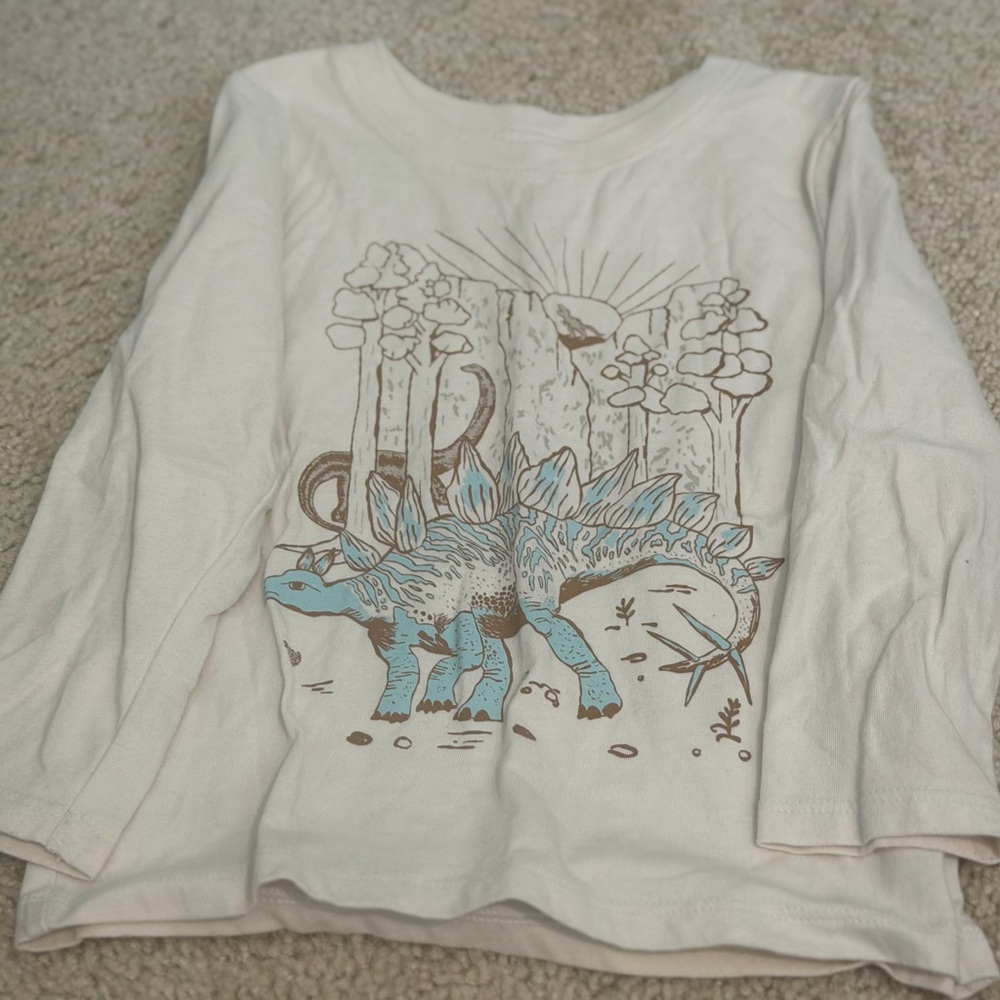 Cat & Jack Cream Dinosaur Long Sleeve Tee
